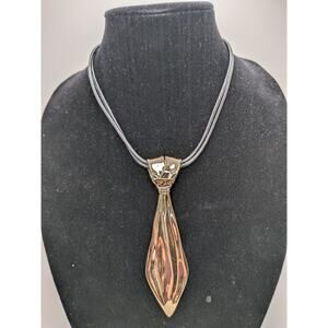 ALEXIS BITTAR REVERSIBLE TIE NECKLACE GOLD WITH BLACK ADJUSTABLE CORD 19"